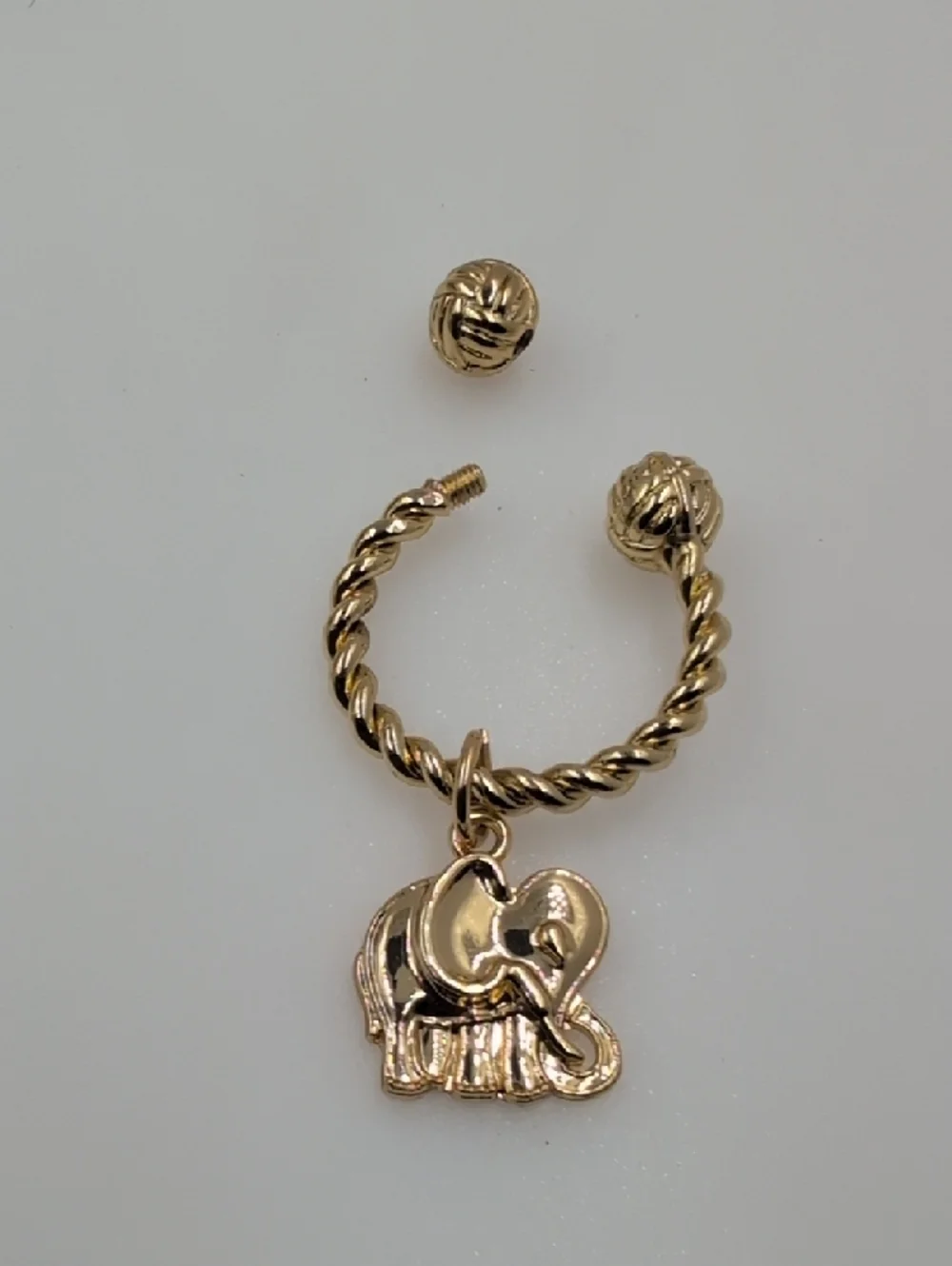 Lilly Pulitzer Gold-Tone Twisted Key Ring with Elephant Charm LB1